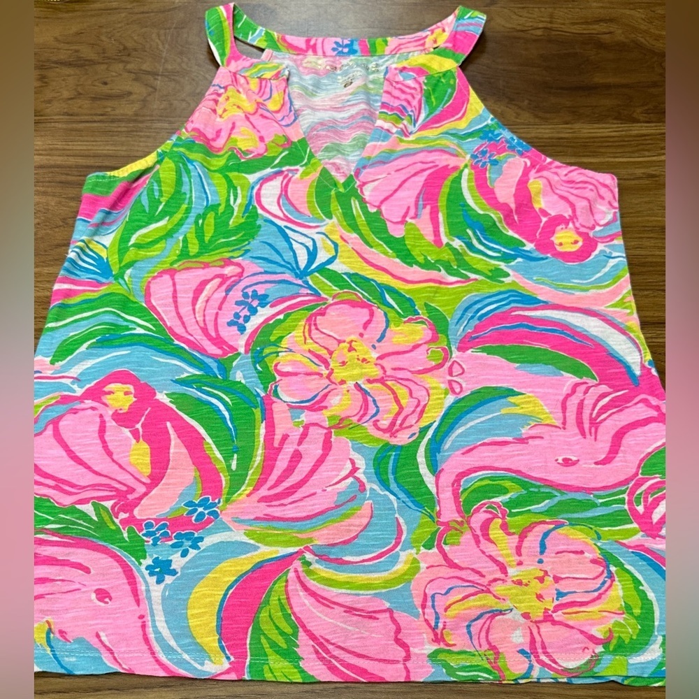 Lilly Pulitzer V-Neck Tank Floral Tropical Design & Colors Women’s Size Small - Picture 6 of 10